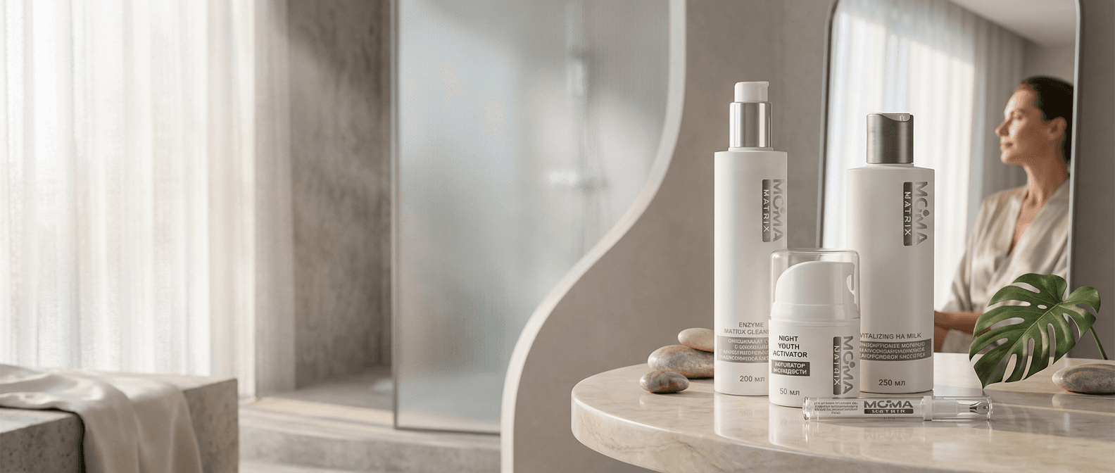 The MOMA MATRIX ritual in a bathroom — at-home SPA atmosphere