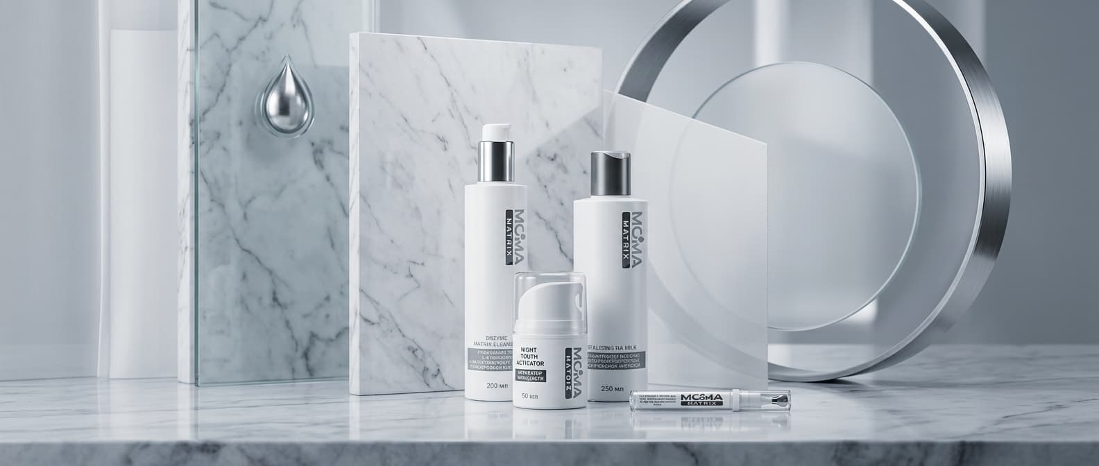 MOMA MATRIX line-up in a clinical marble composition